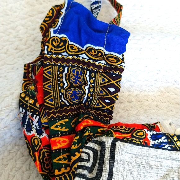 Handmade African Bright Orange & Blue Printed Zebra Dress - Picture 6 of 8